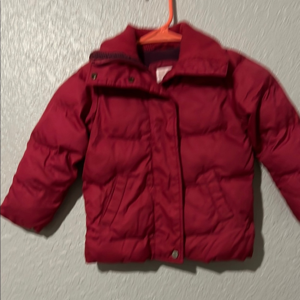 Old Navy Red Puffer Jacket Quilted Satin Finish